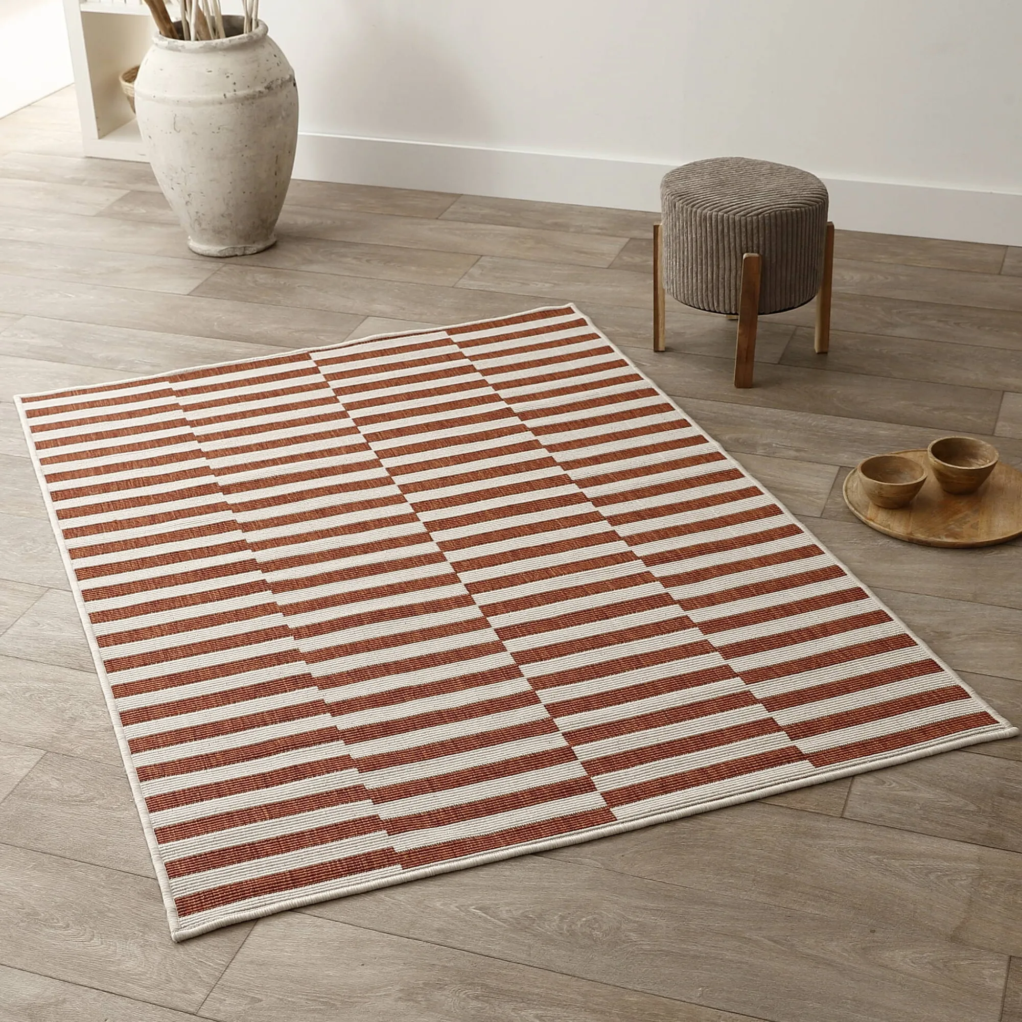Tapijt<Blancheporte Rechthoekig tapijt met strepen terracotta