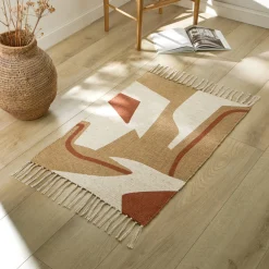 Tapijt<Blancheporte Rechthoekig tapijtje met grafische print naturel / terracotta