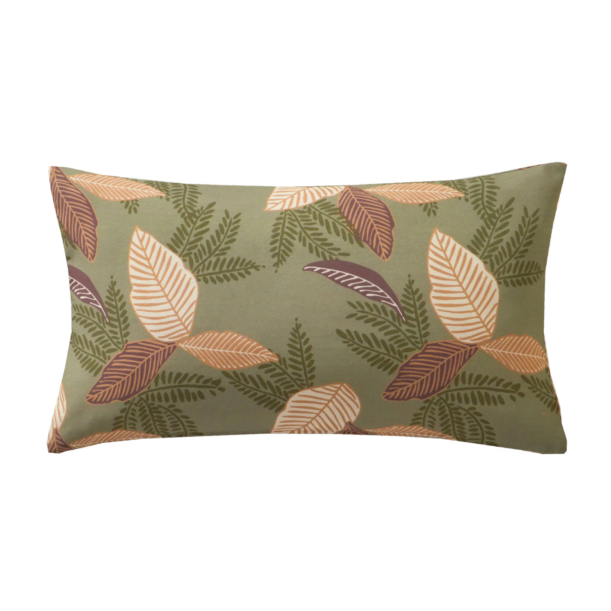 Kussenhoes<Blancheporte Rechthoekige kussenhoes met bladerenprint - set van 2 groen