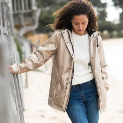 Parka En Donsjas<Blancheporte Regenjas in toile cirée van gerecycleerd polyester(**) GLANZEND BEIGE