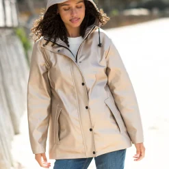 Parka En Donsjas<Blancheporte Regenjas in toile cirée van gerecycleerd polyester(**) GLANZEND BEIGE