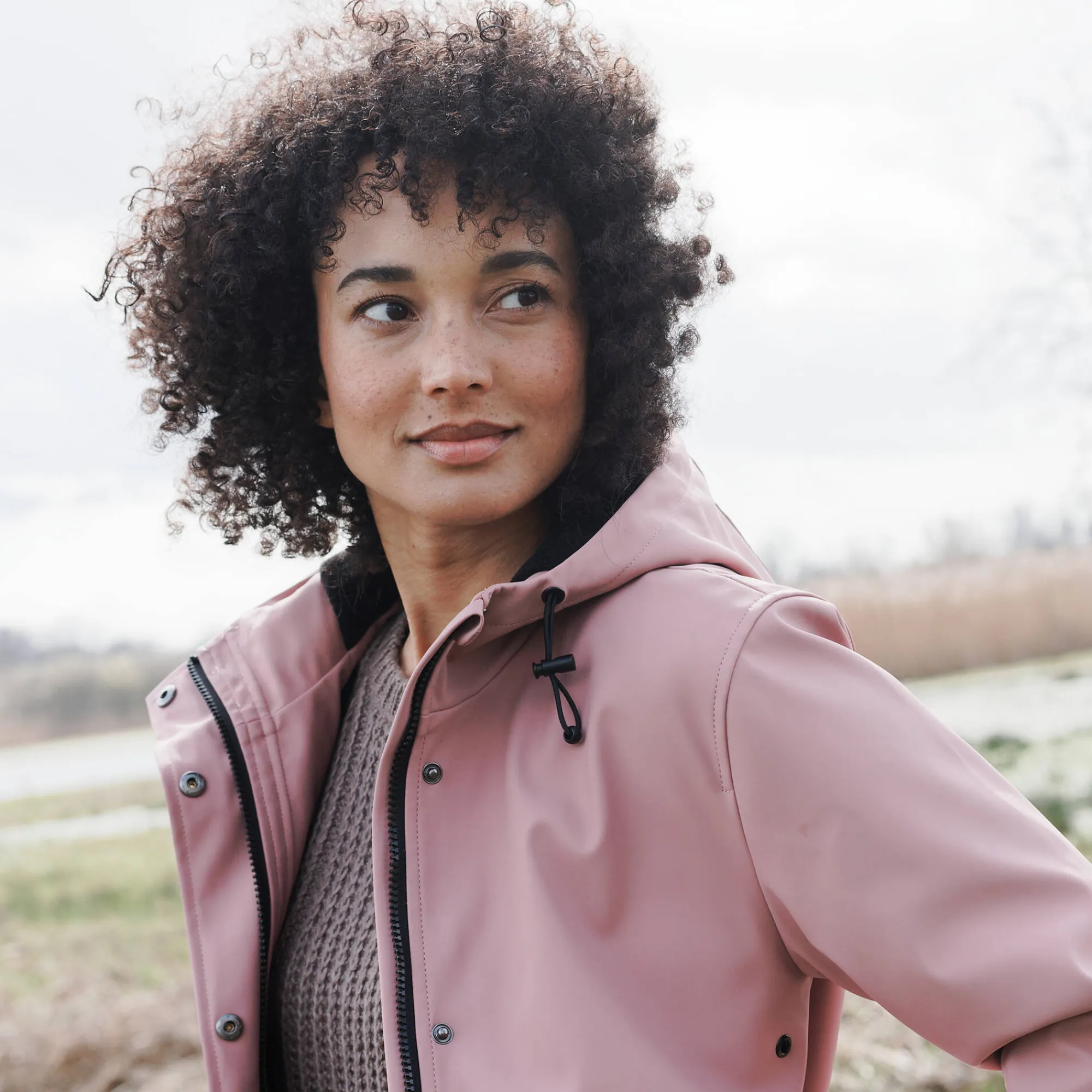 Parka En Donsjas<Blancheporte Regenjas in toile cirée van gerecycleerd polyester(**) grijsroze
