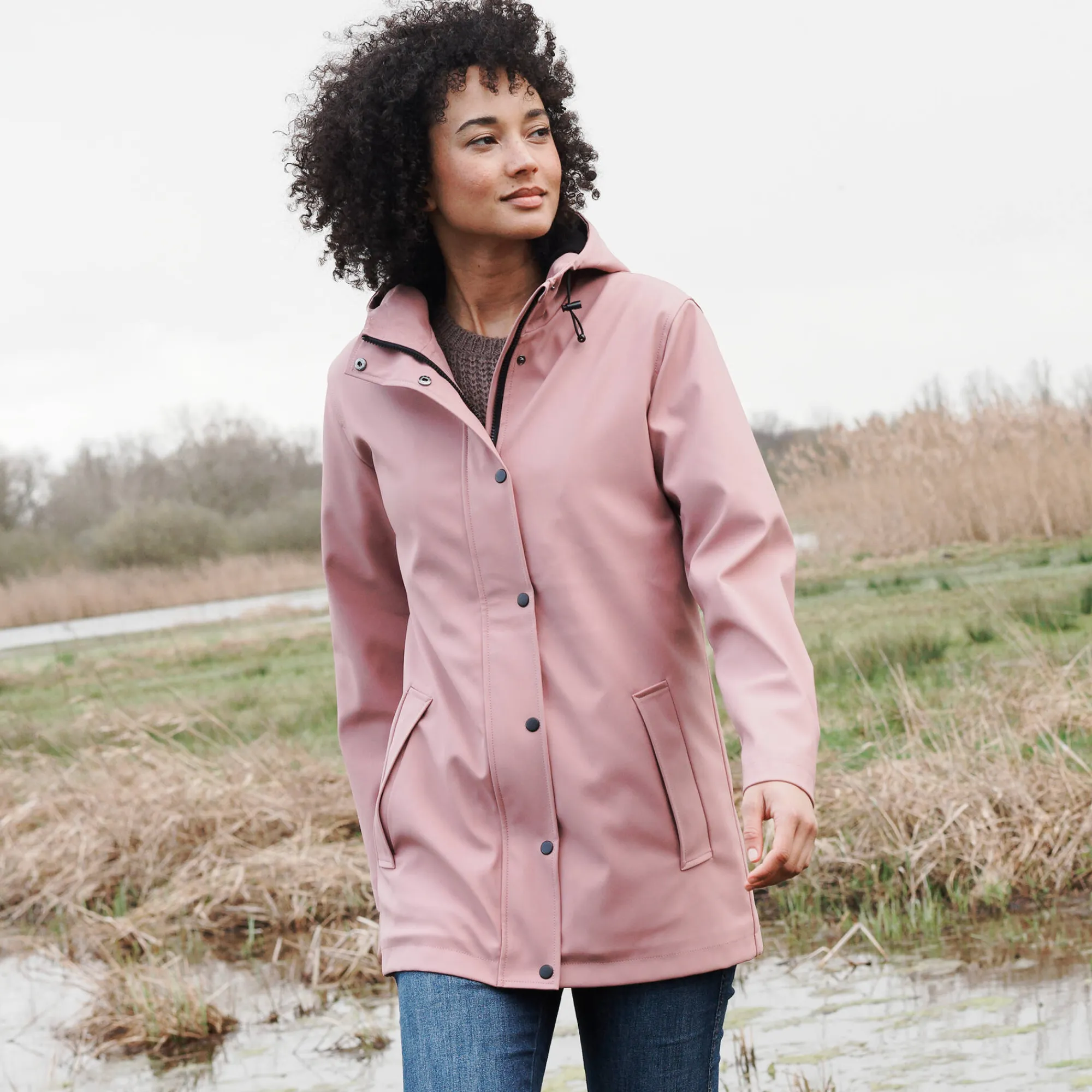 Parka En Donsjas<Blancheporte Regenjas in toile cirée van gerecycleerd polyester(**) grijsroze