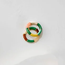Accessoires En Juwelen<Blancheporte Rekbare armband met buisvormige parels - set van 2 groen / ecru
