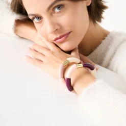 Sieraden En Feestaccessoires|Accessoires En Juwelen<Blancheporte Rekbare armband met kralen - set van 2 pruim / roze