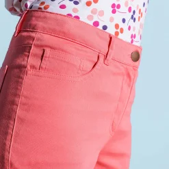 Broek<Blancheporte Rekbare 3/4-broek in rekbaar katoen met 'platte buik'-effect koraal