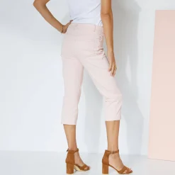 Broek<Blancheporte Rekbare 3/4-broek in rekbaar katoen met 'platte buik'-effect poederroze