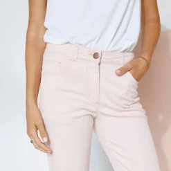 Broek<Blancheporte Rekbare 3/4-broek in rekbaar katoen met 'platte buik'-effect poederroze