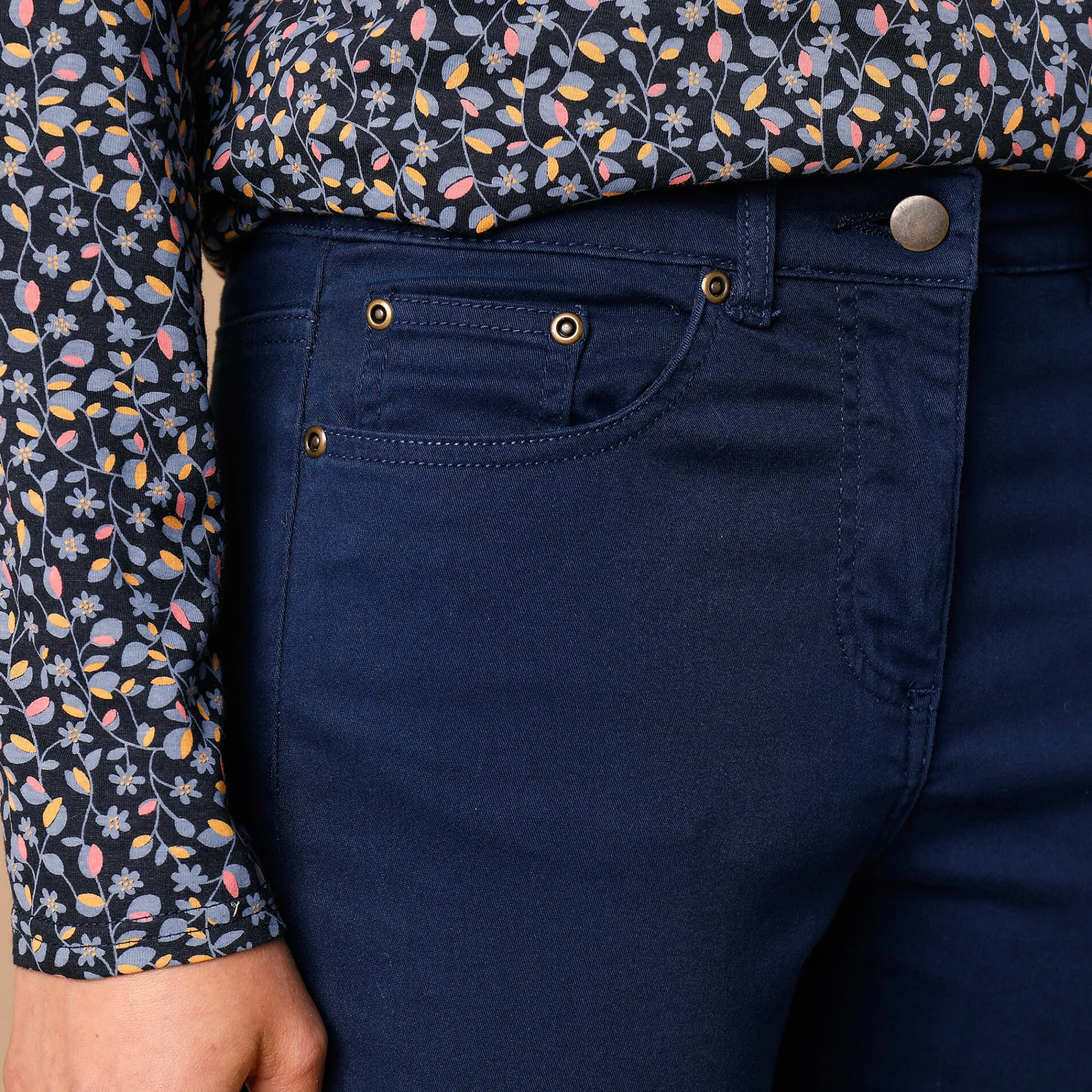 Broek<Colors&Co Rekbare 7/8-broek met nauwsluitend model marine