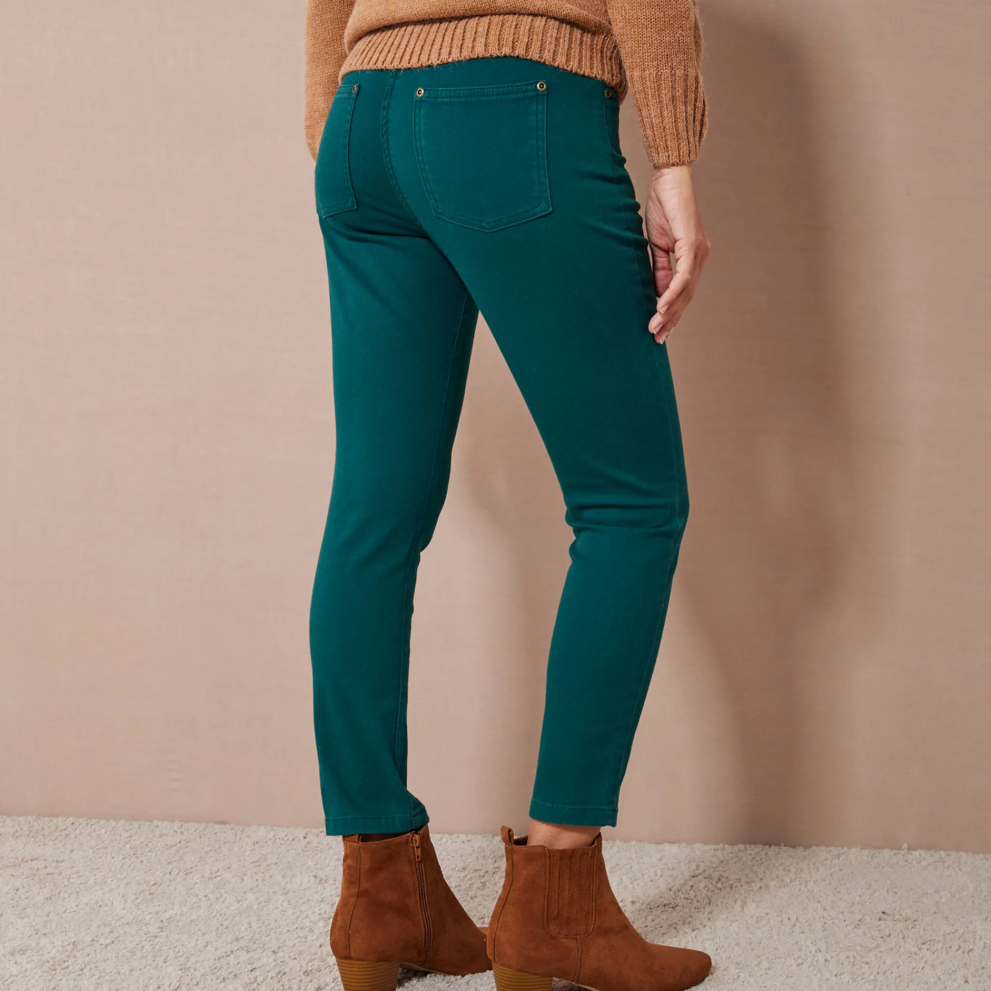 Broek<Colors&Co Rekbare 7/8-broek met nauwsluitend model dennengroen