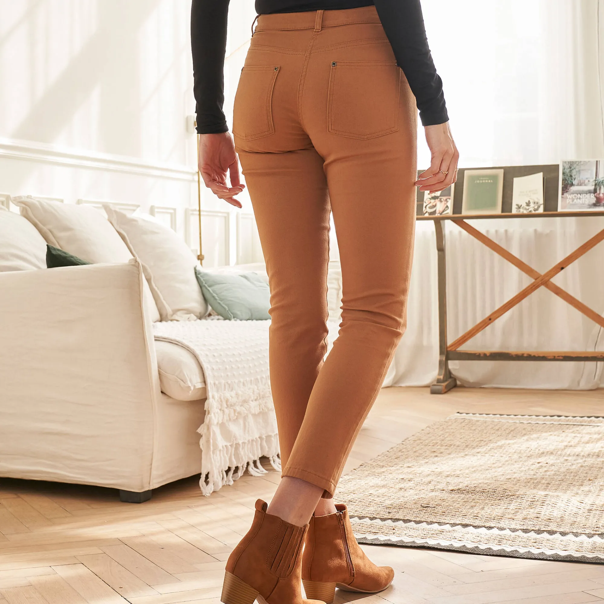 Broek<Colors&Co Rekbare 7/8-broek met nauwsluitend model hazelnootbruin