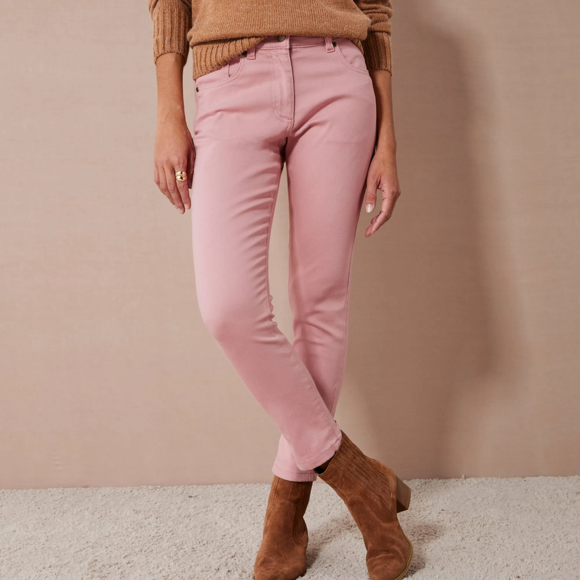 Broek<Colors&Co Rekbare 7/8-broek met nauwsluitend model blushroze