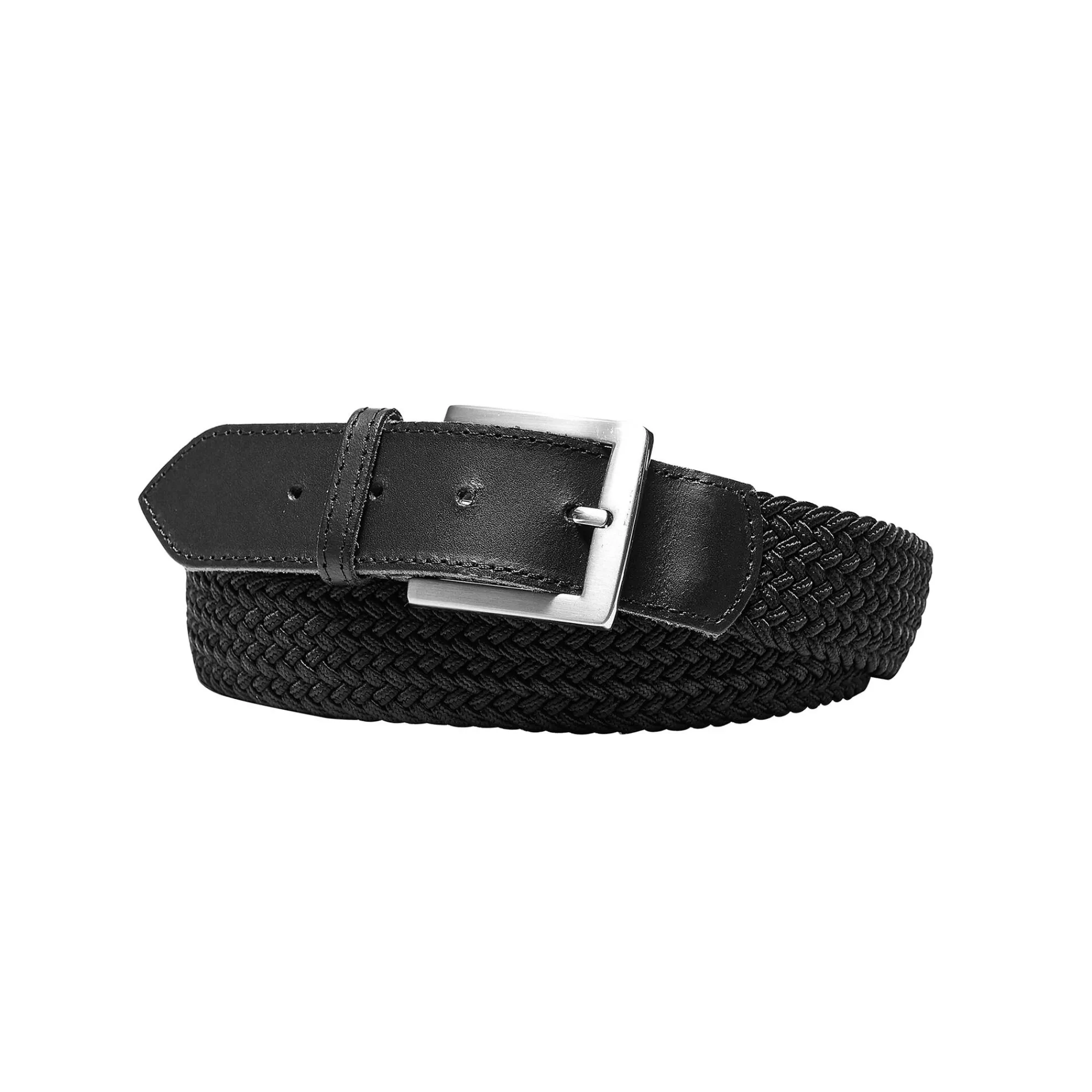 Feestoutfits Heren|Accessoires<Blancheporte Rekbare gevlochten riem met leren details zwart