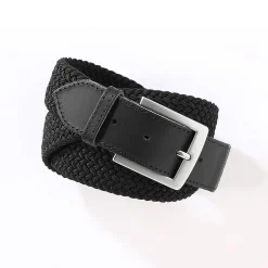 Feestoutfits Heren|Accessoires<Blancheporte Rekbare gevlochten riem met leren details zwart