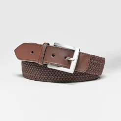 Accessoires<Blancheporte Rekbare gevlochten riem met leren details chocolade