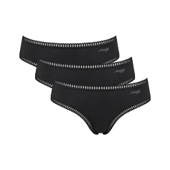 Slip En Shorty<Sloggi Rekbare hipster met kant "Go Crush" - set van 3 zwart