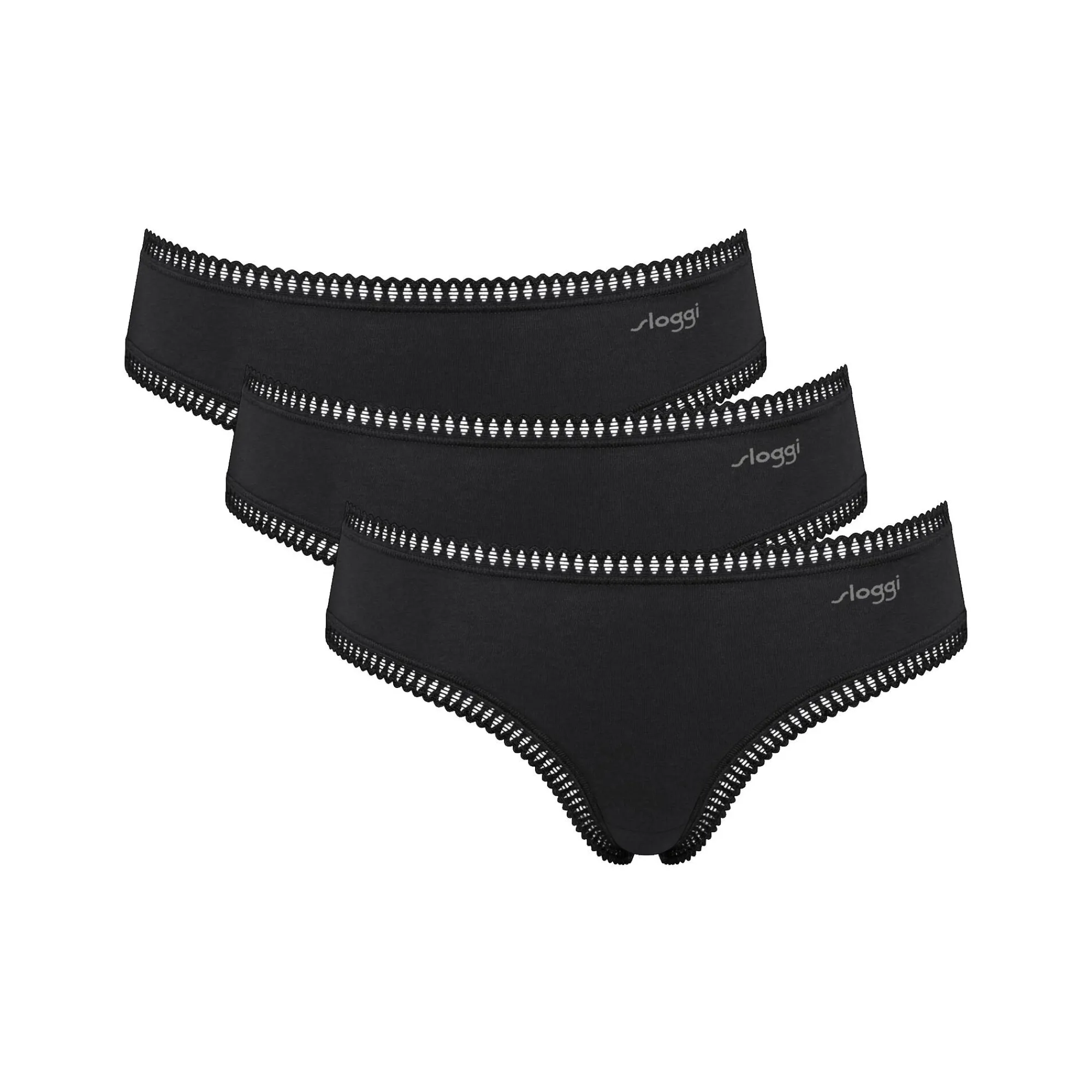 Slip En Shorty<Sloggi Rekbare hipster met kant "Go Crush" - set van 3 zwart