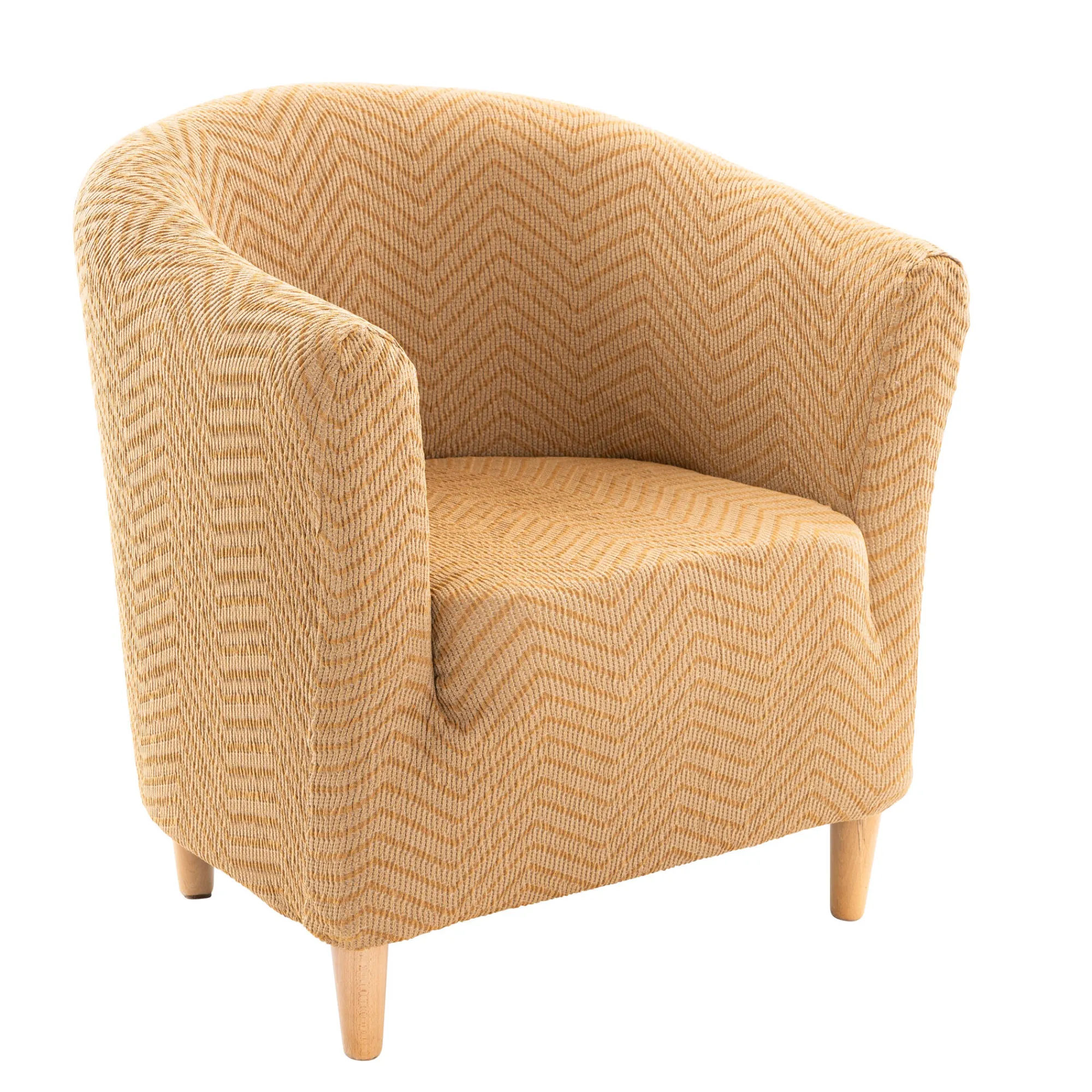 Zitbankhoes<Blancheporte Rekbare hoes met 'visgraat' jacquardmotief, speciaal voor kuipzetel beige