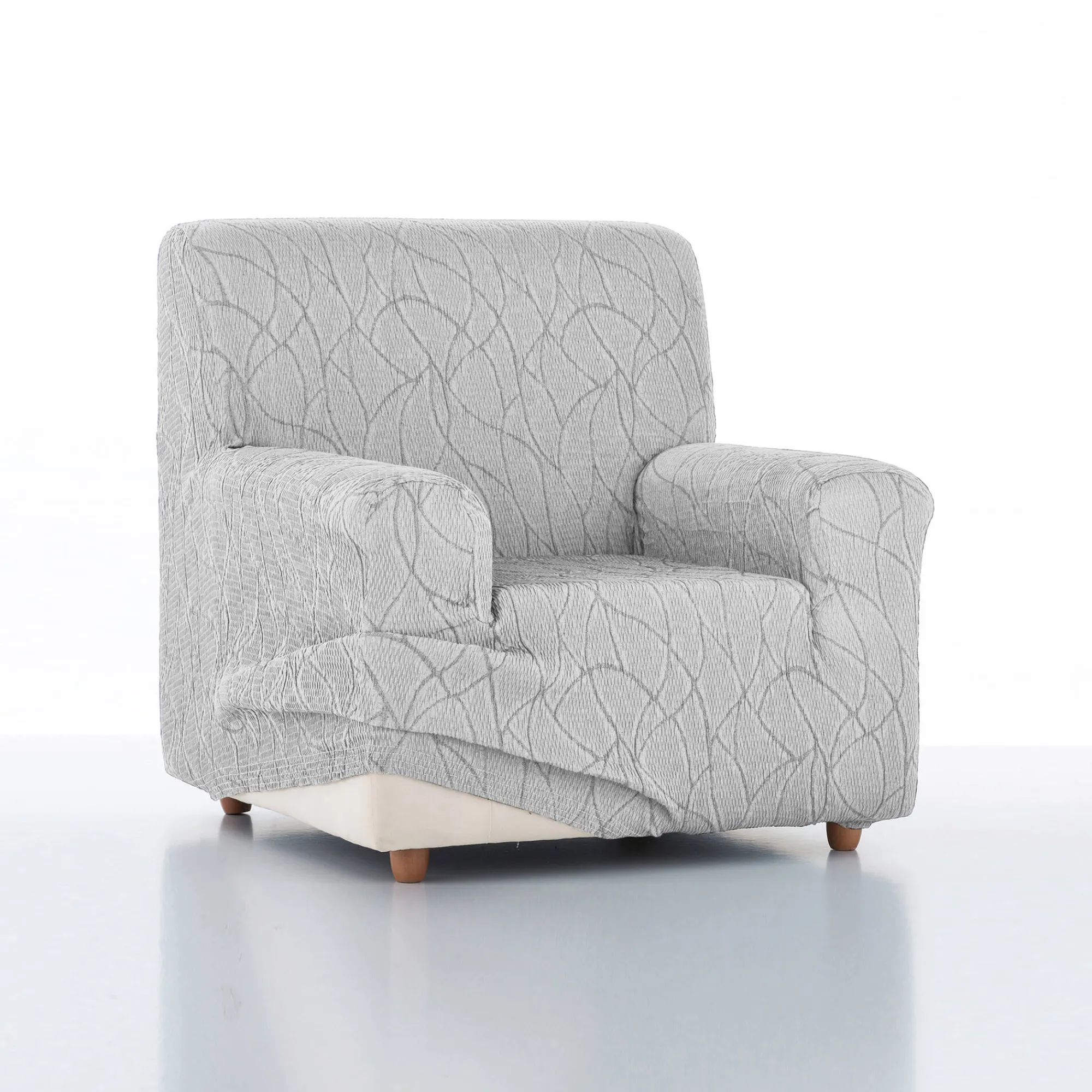 Zitbankhoes<Blancheporte Rekbare hoes voor fauteuil en zitbank Alice lichtgrijs