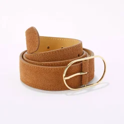 Sieraden En Feestaccessoires|Accessoires En Juwelen<Blancheporte Riem met goudkleurige gesp, suèdesplitleer karamel