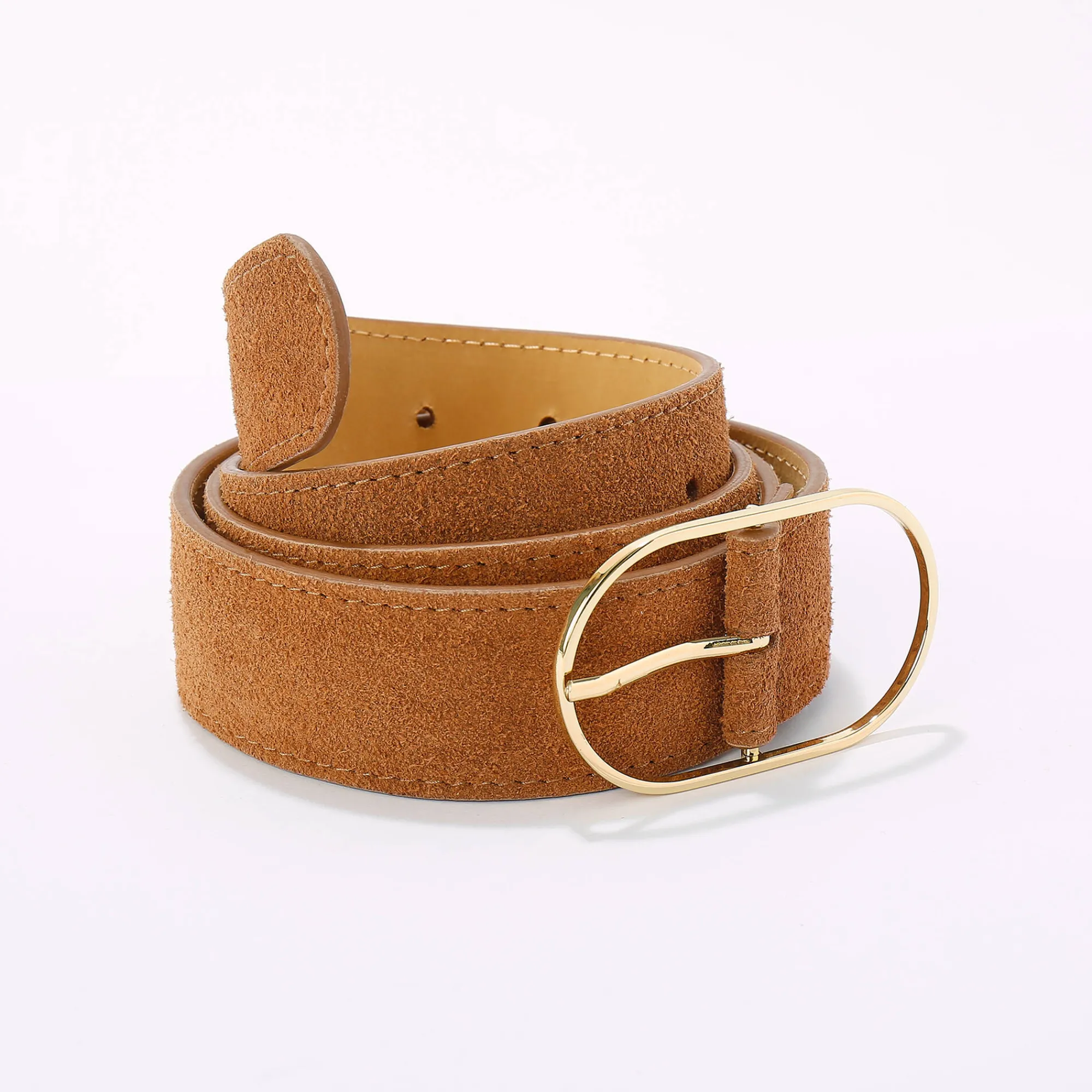 Sieraden En Feestaccessoires|Accessoires En Juwelen<Blancheporte Riem met goudkleurige gesp, suèdesplitleer karamel