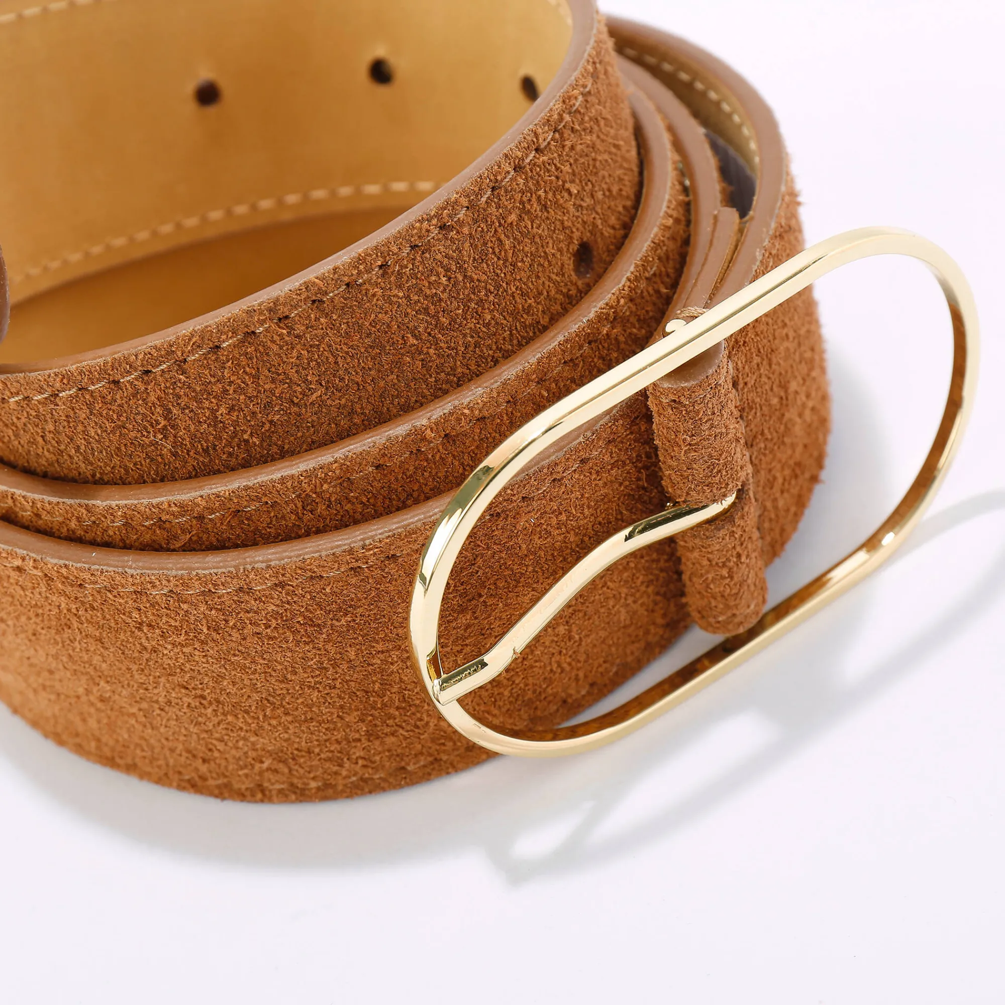 Sieraden En Feestaccessoires|Accessoires En Juwelen<Blancheporte Riem met goudkleurige gesp, suèdesplitleer karamel
