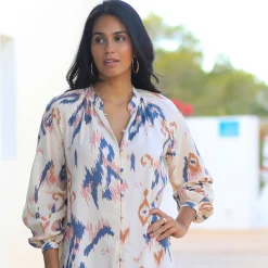 Jurk<Blancheporte Robe chemisier imprimée beige / blauw