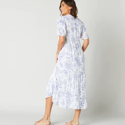 Jurk<Blancheporte Robe longue volantée imprimée wit / blauw