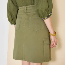 Rok<Blancheporte Rok in cargostijl, stretchtwill donkerkaki