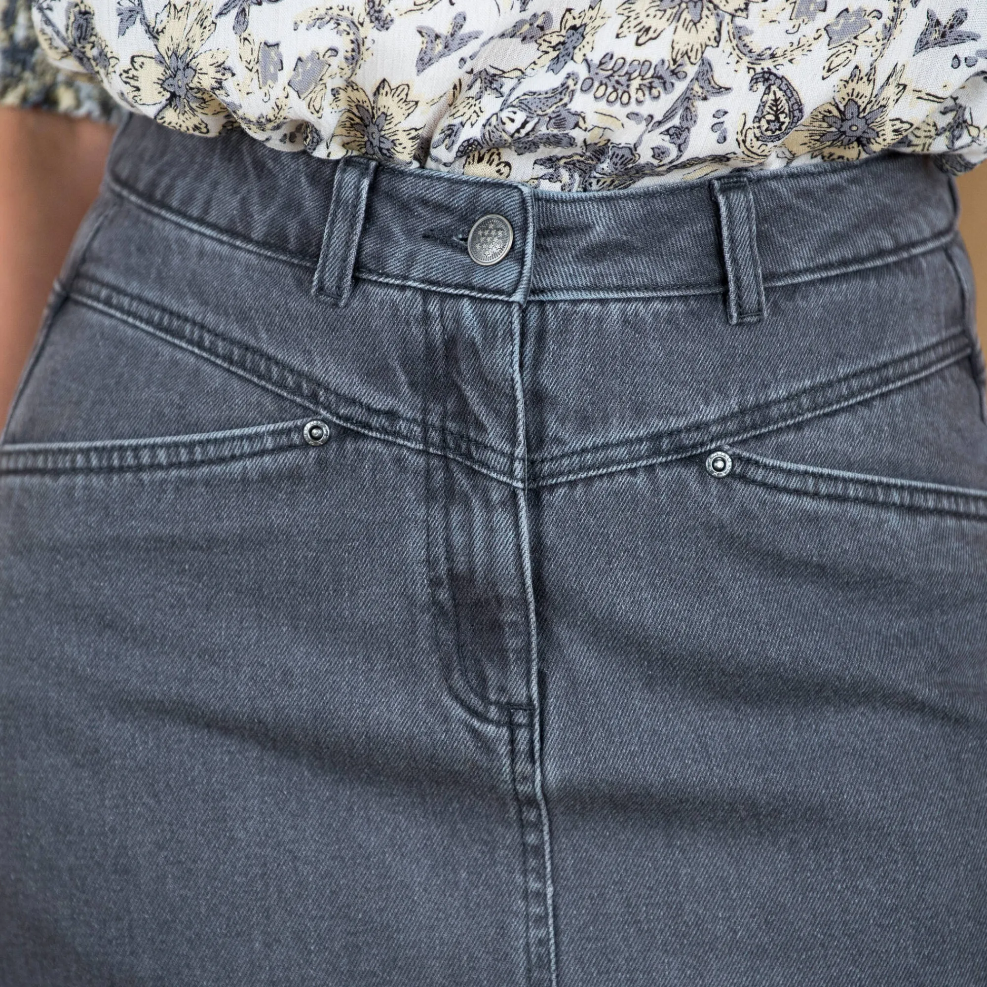 Rok<Blancheporte Rok in jeans grijs