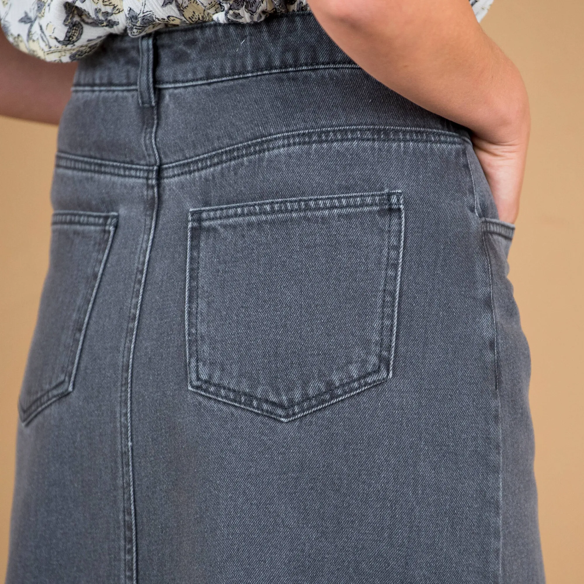 Rok<Blancheporte Rok in jeans grijs