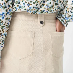 Rok<Blancheporte Rok in ribvelours met A-lijn grijsbeige