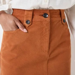 Rok<Blancheporte Rok in ribvelours met A-lijn karamel
