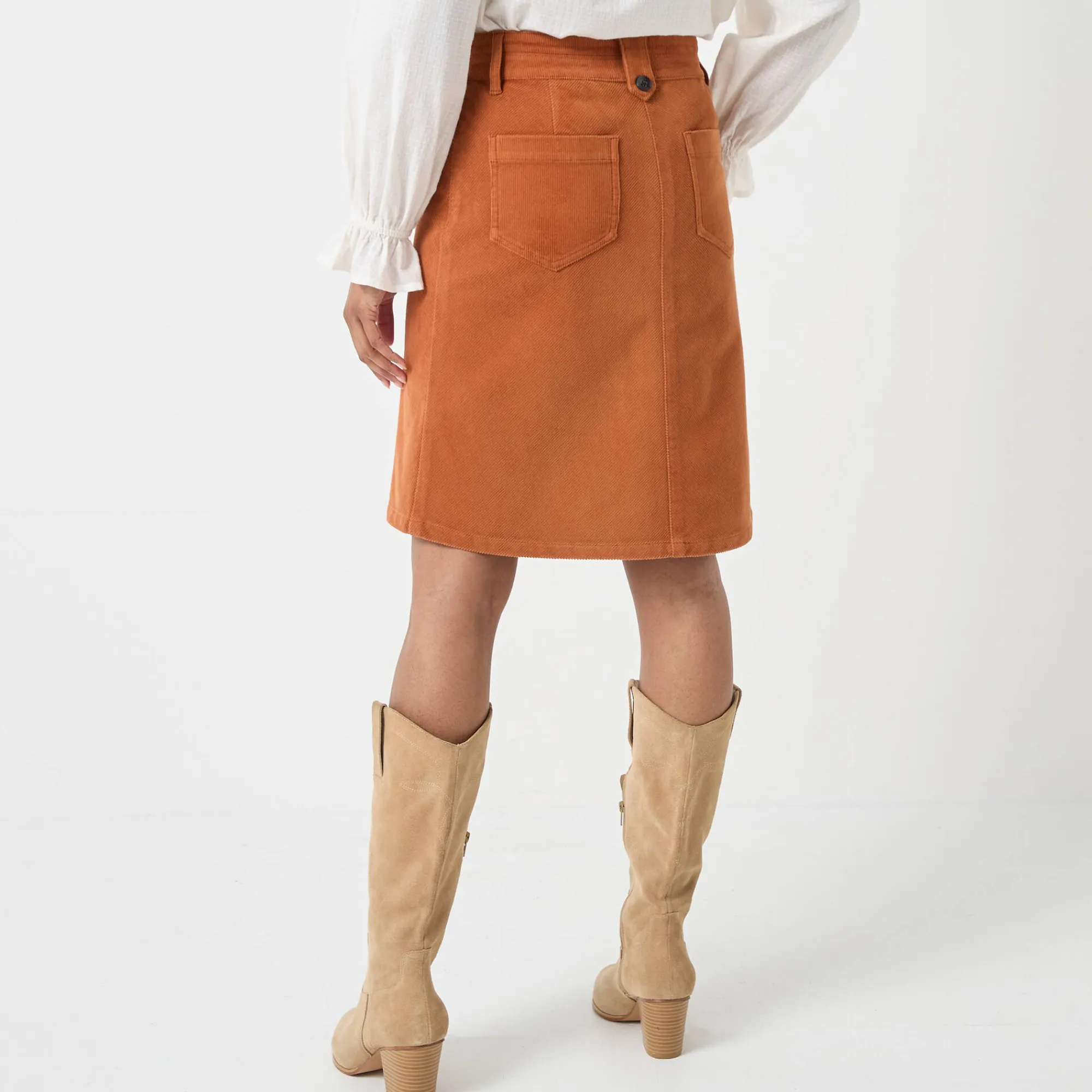 Rok<Blancheporte Rok in ribvelours met A-lijn karamel