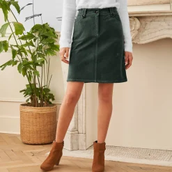 Rok<Blancheporte Rok in ribvelours met A-lijn donkergroen