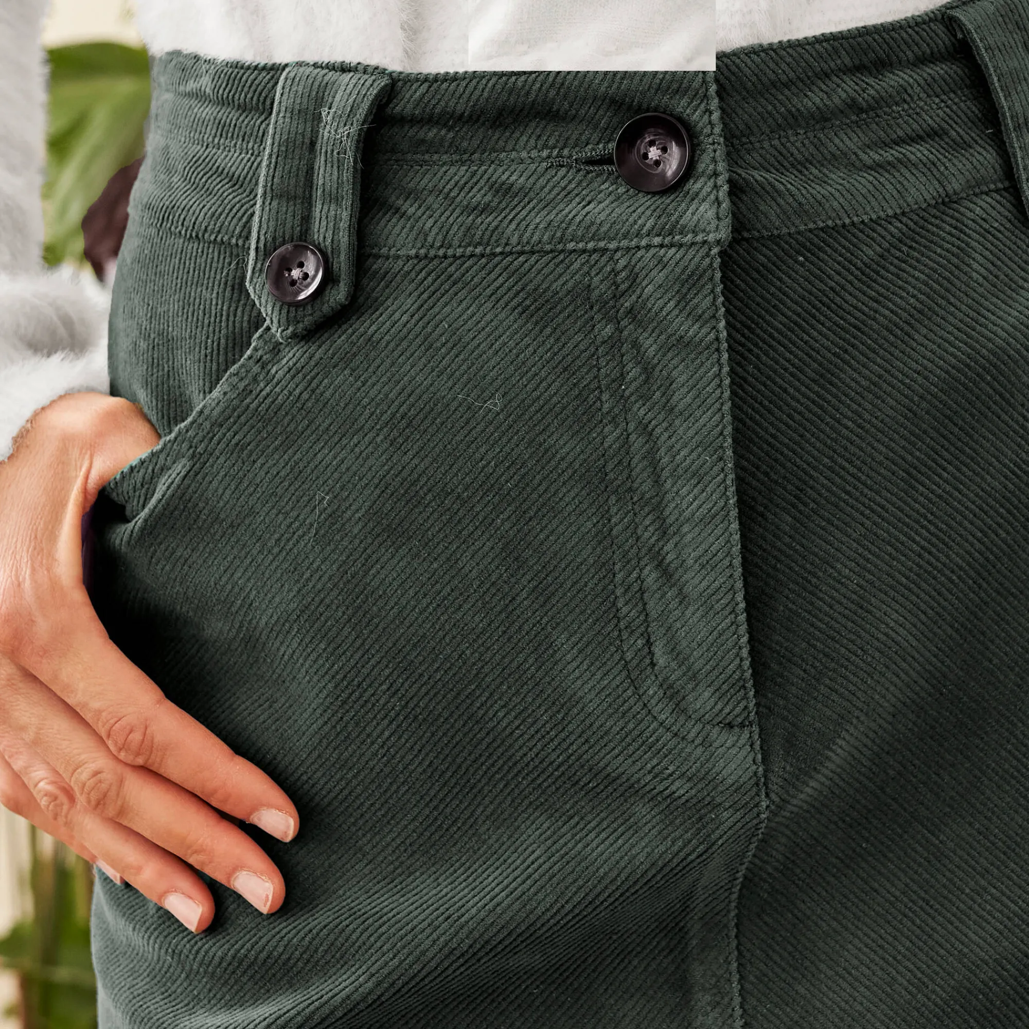 Rok<Blancheporte Rok in ribvelours met A-lijn donkergroen