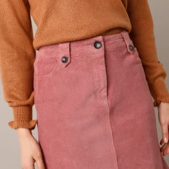 Rok<Blancheporte Rok in ribvelours met A-lijn grijsroze