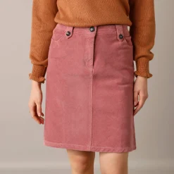 Rok<Blancheporte Rok in ribvelours met A-lijn grijsroze