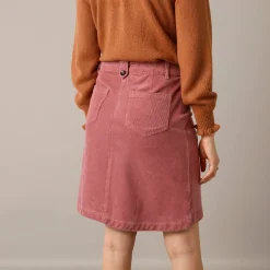 Rok<Blancheporte Rok in ribvelours met A-lijn grijsroze