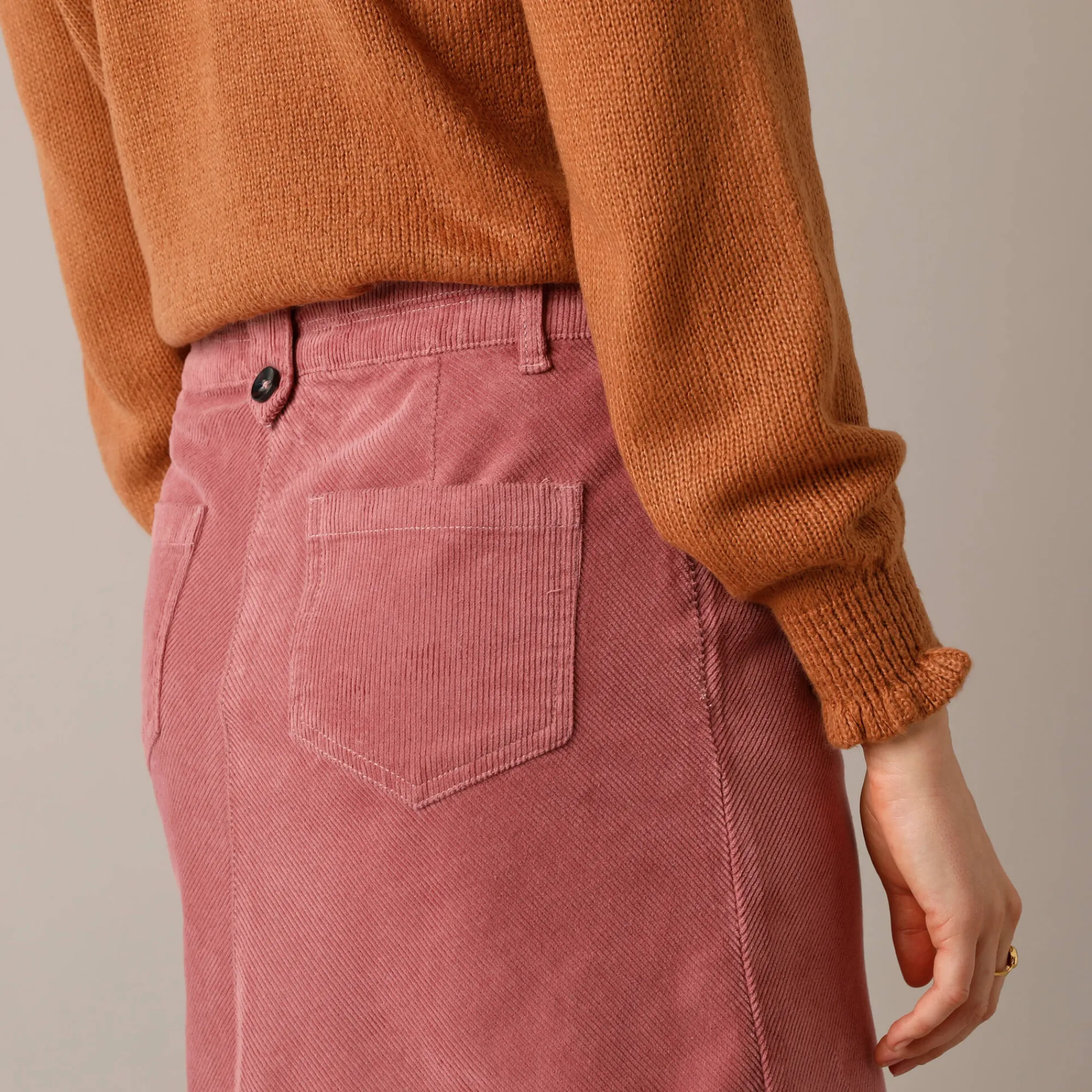 Rok<Blancheporte Rok in ribvelours met A-lijn grijsroze