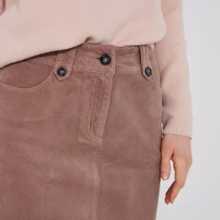 Rok<Blancheporte Rok in ribvelours met A-lijn taupe