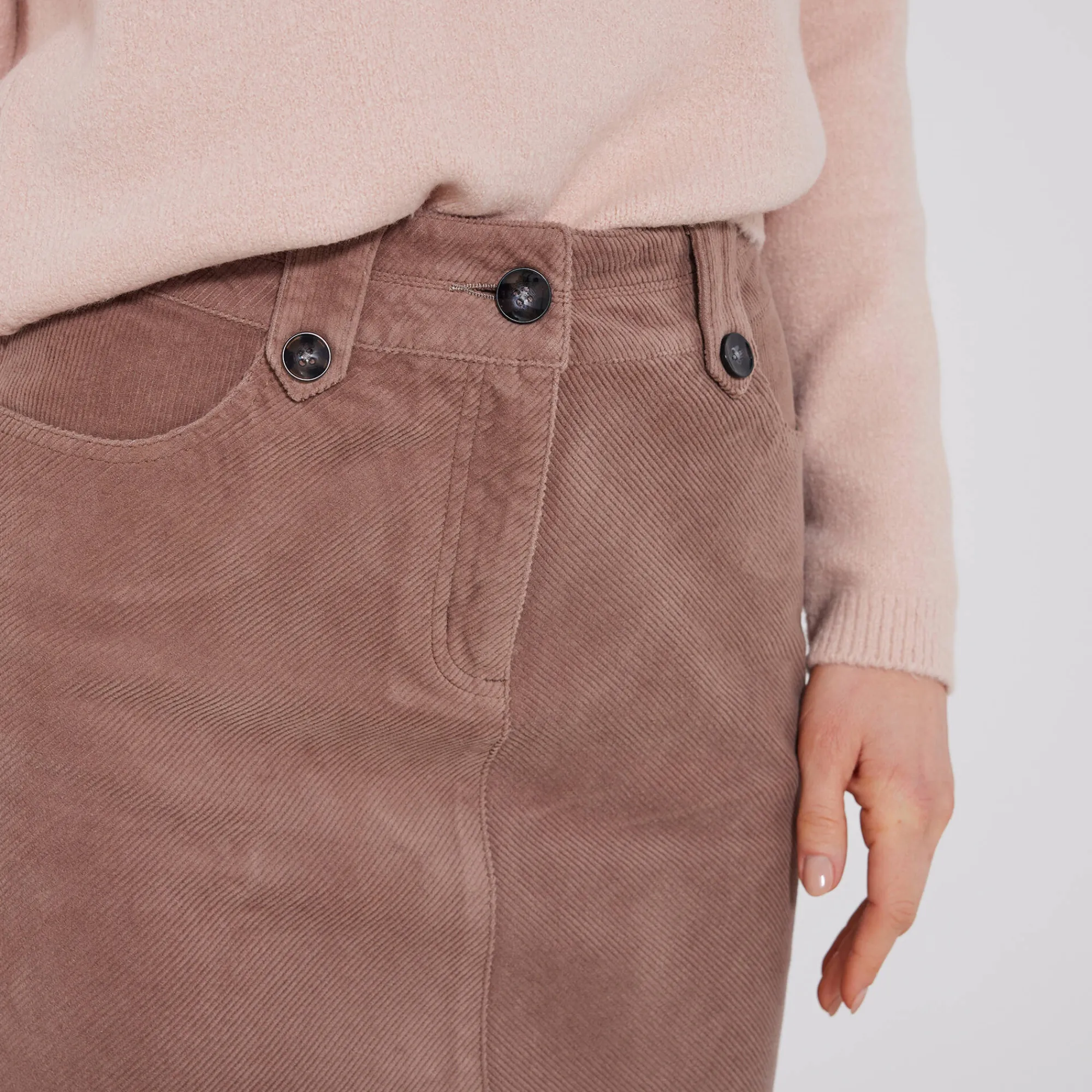 Rok<Blancheporte Rok in ribvelours met A-lijn taupe