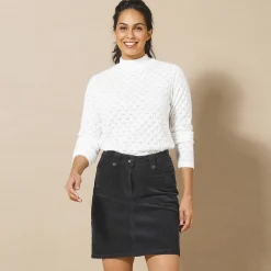 Feestoutfits Dames|Rok<Blancheporte Rok in ribvelours met A-lijn marine
