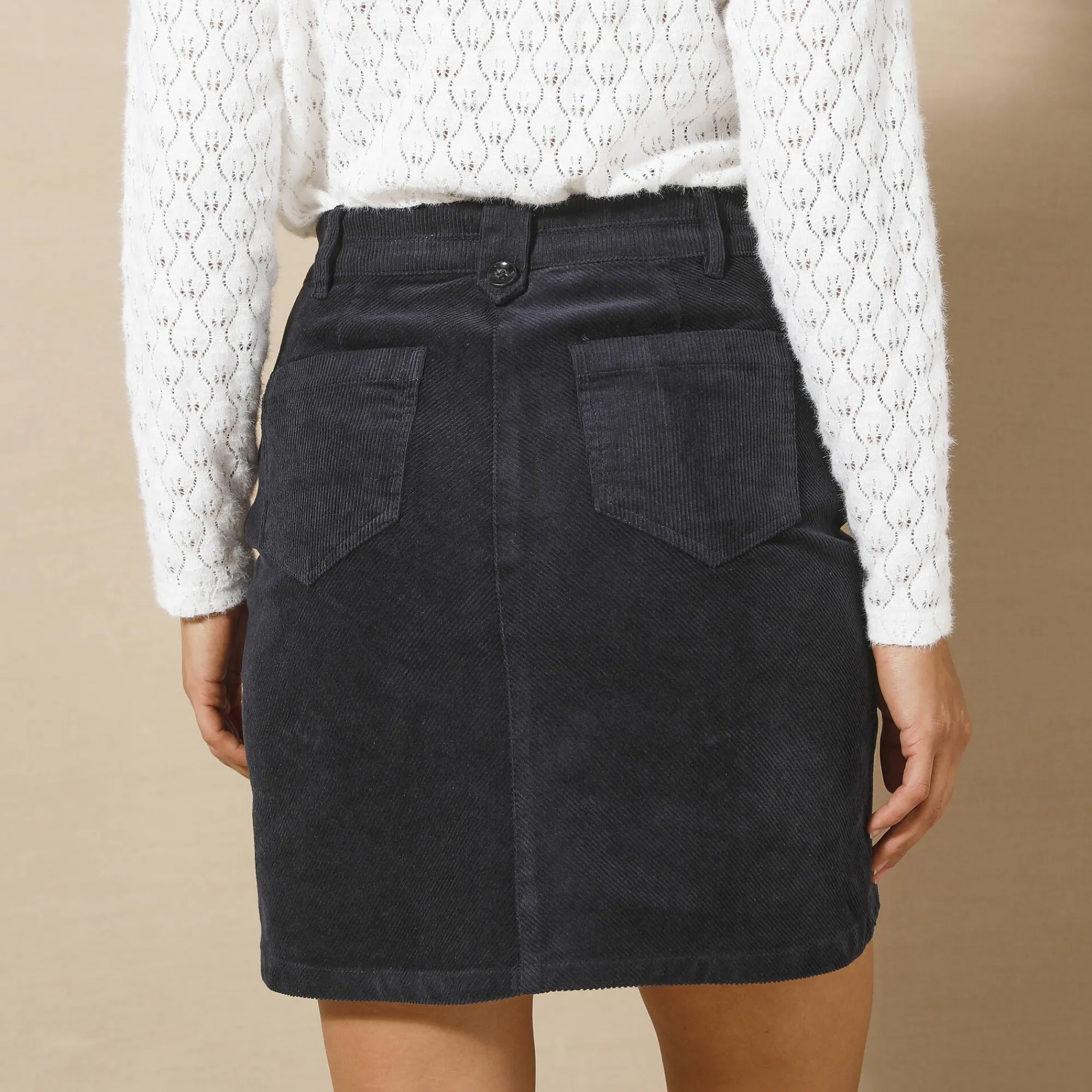 Feestoutfits Dames|Rok<Blancheporte Rok in ribvelours met A-lijn marine