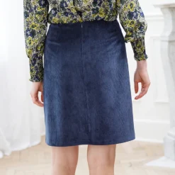Rok<Blancheporte Rok in velours met A-lijn marine