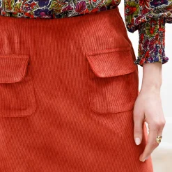 Rok<Blancheporte Rok in velours met A-lijn paprika