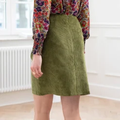 Rok<Blancheporte Rok in velours met A-lijn olijfgroen