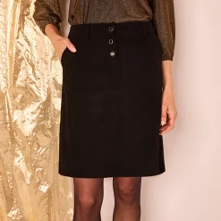 Feestoutfits Dames|Rok<Blancheporte Rok met A-lijn in velours zwart