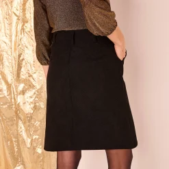 Feestoutfits Dames|Rok<Blancheporte Rok met A-lijn in velours zwart