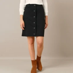 Rok<Blancheporte Rok met fantasieknopen, milano-breisel zwart